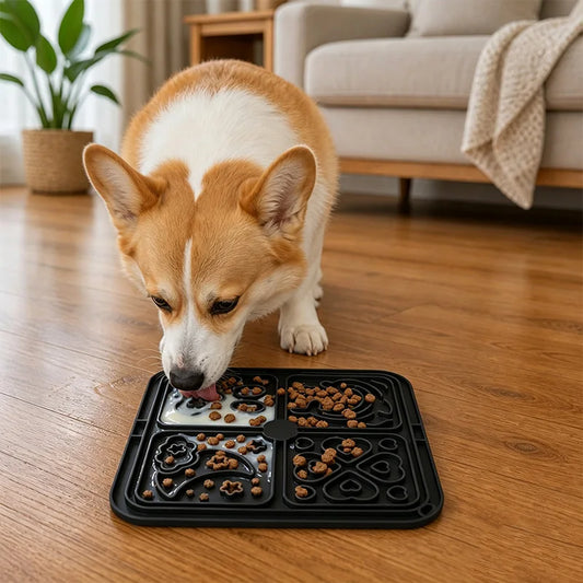 Slow feeder pet mat
